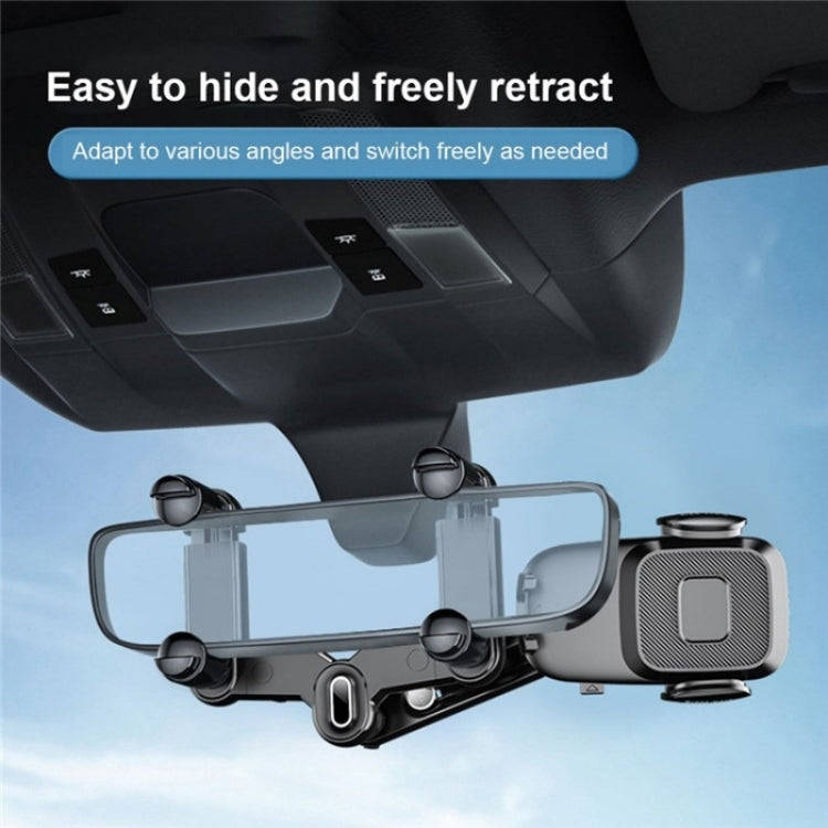 R009 Universal Vehicle Retractable Phone Clip Holder Car Rearview Mirror Cell Phone Mount(Green)