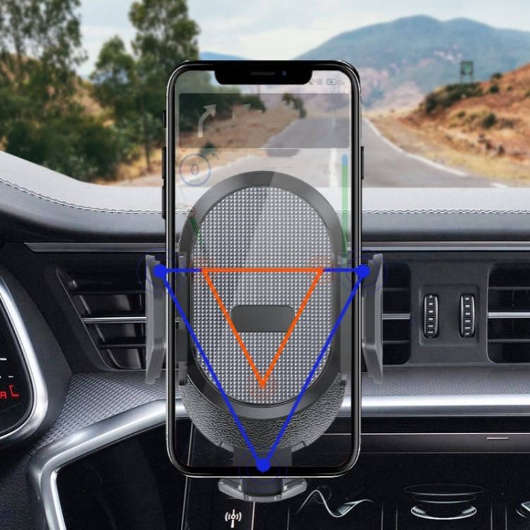 D33 With Air Vent Clip Suction Cup Base Gravity Sensing Car Phone Holder Bracket(Black)