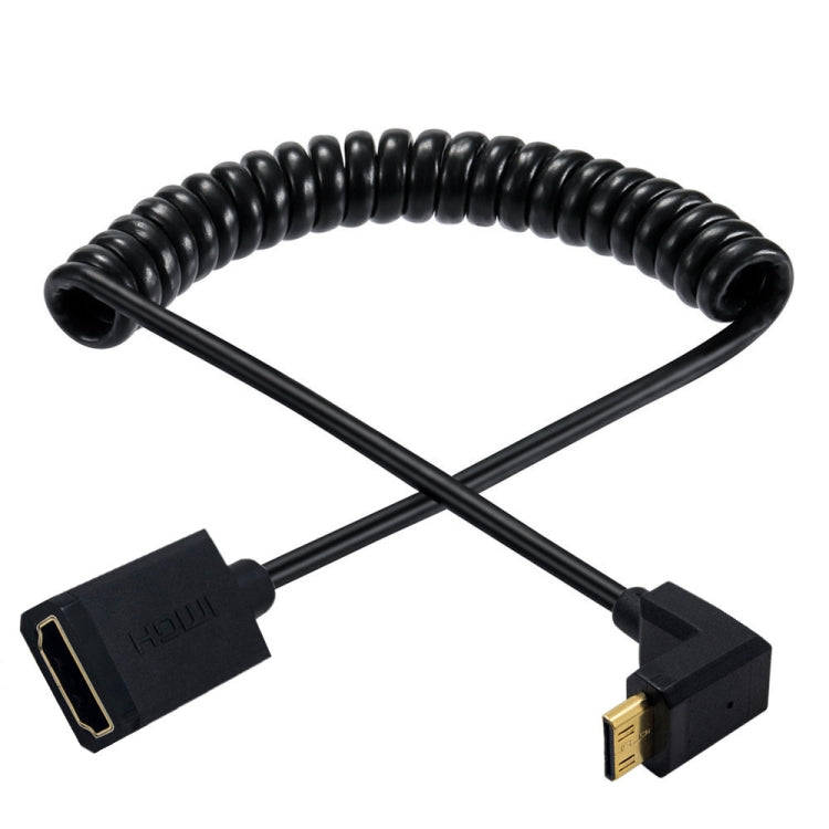 JUNSUNMAY 4K 60Hz Mini HDMI Male to HDMI 2.0V Female Spring Cable, Length:1.8m(Left)