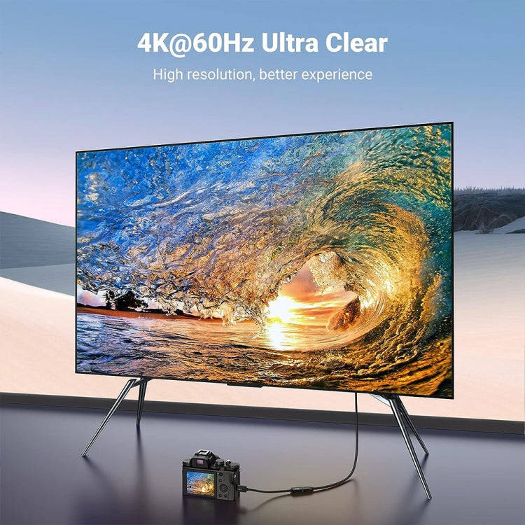 JUNSUNMAY 4K 60Hz Mini HDMI Male to HDMI 2.0V Female Spring Cable, Length:1.8m(Left)