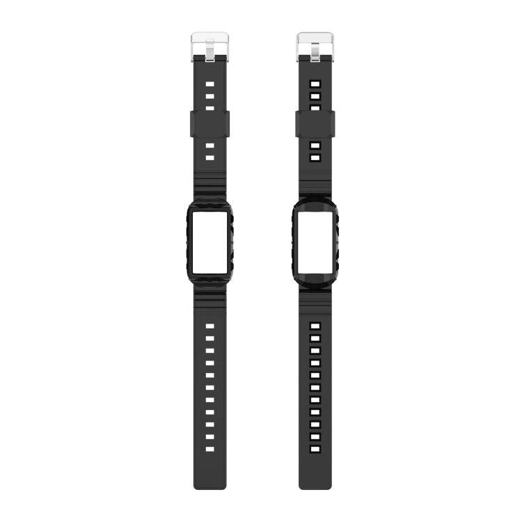 For Fitbit Charge 6 / 5 / 4 / 3 Armor Integrated TPU Watch Band(Black)