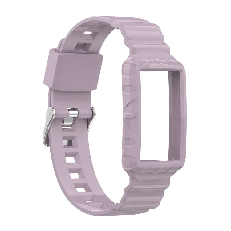 For Fitbit Charge 6 / 5 / 4 / 3 Armor Integrated TPU Watch Band(Light Purple)