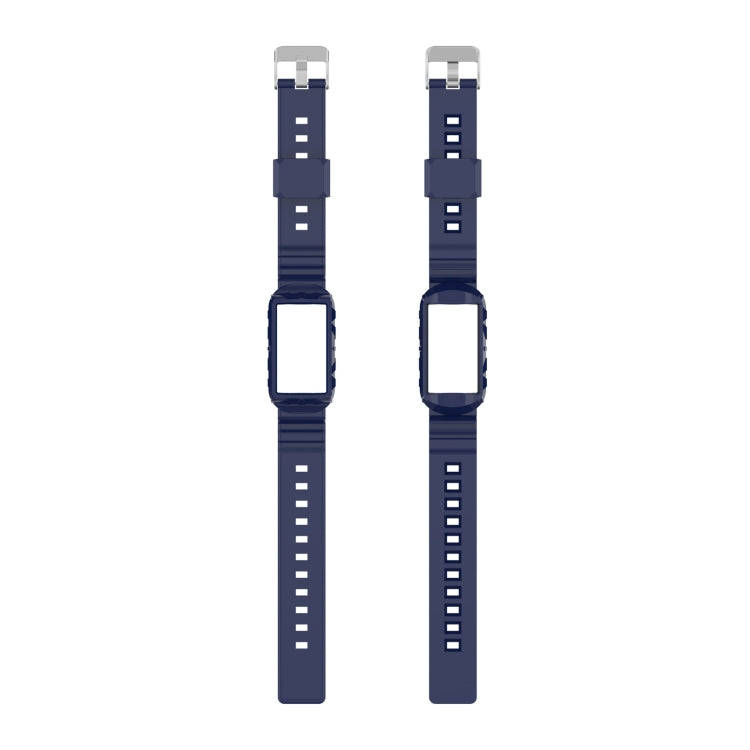 For Fitbit Charge 6 / 5 / 4 / 3 Armor Integrated TPU Watch Band(Navy Blue)