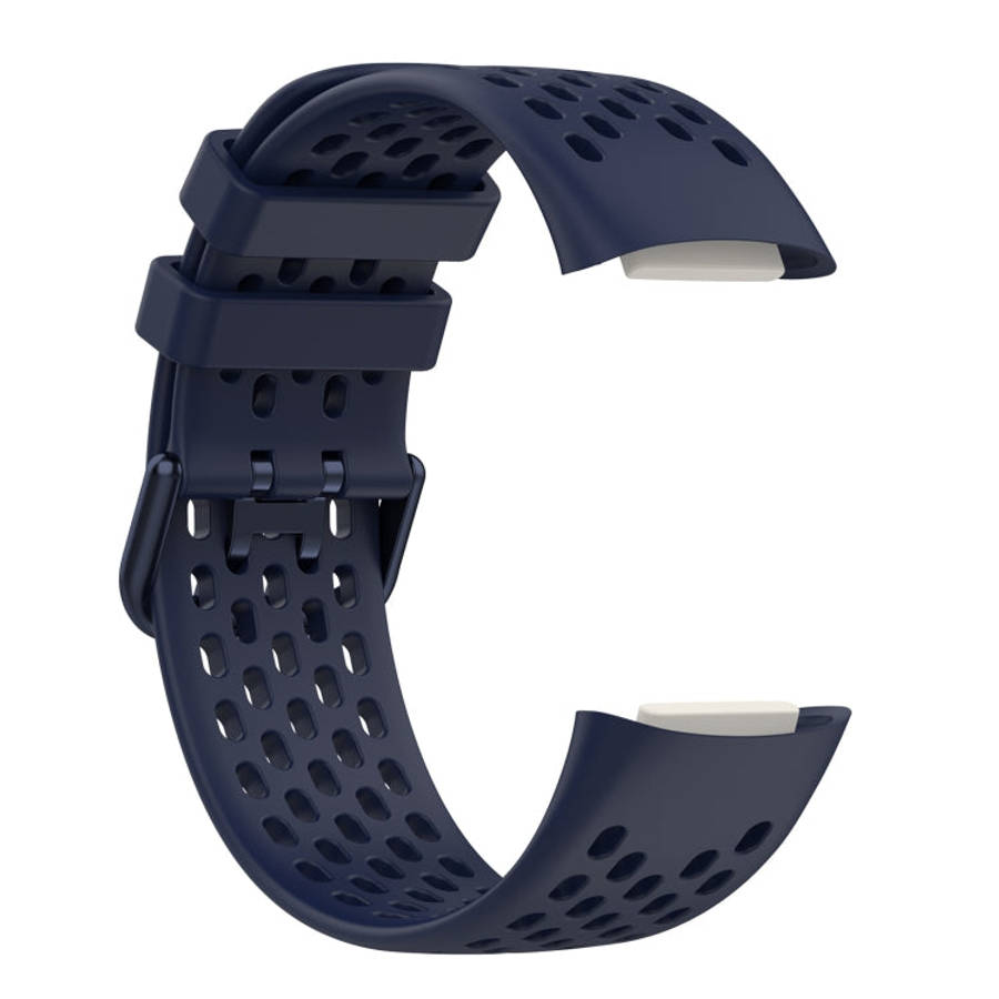 For Fitbit Charge 6 Solid Color Breathable Sports Silicone Watch Band(Dark Blue)