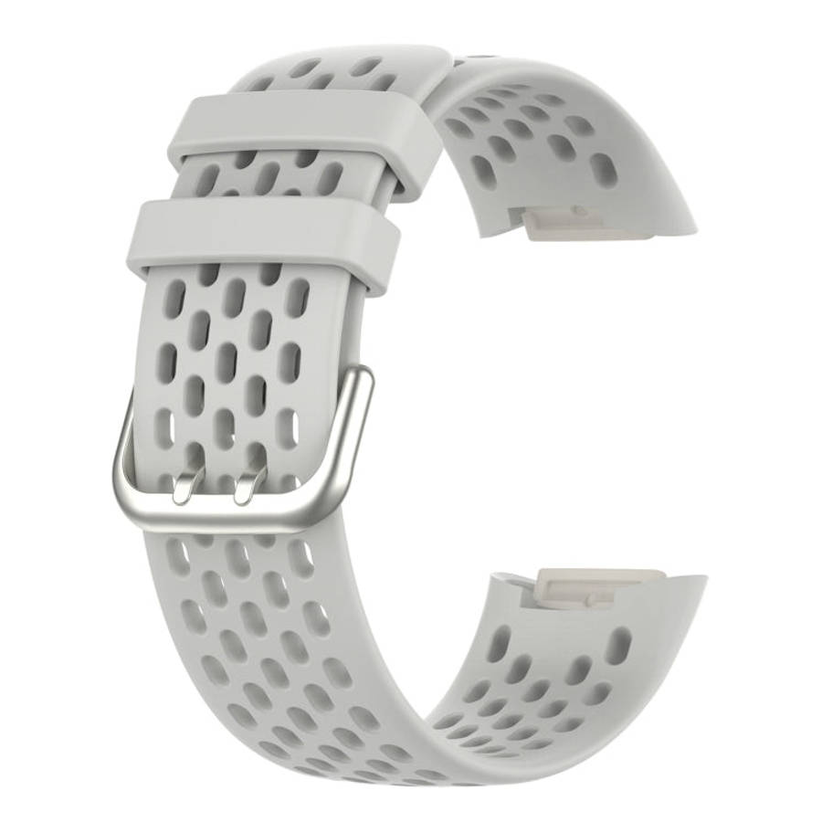 For Fitbit Charge 5 Solid Color Breathable Sports Silicone Watch Band(Starlight Color)