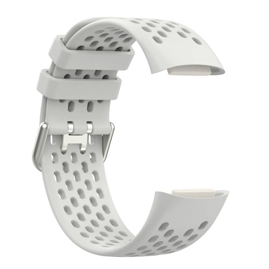 For Fitbit Charge 5 Solid Color Breathable Sports Silicone Watch Band(Starlight Color)
