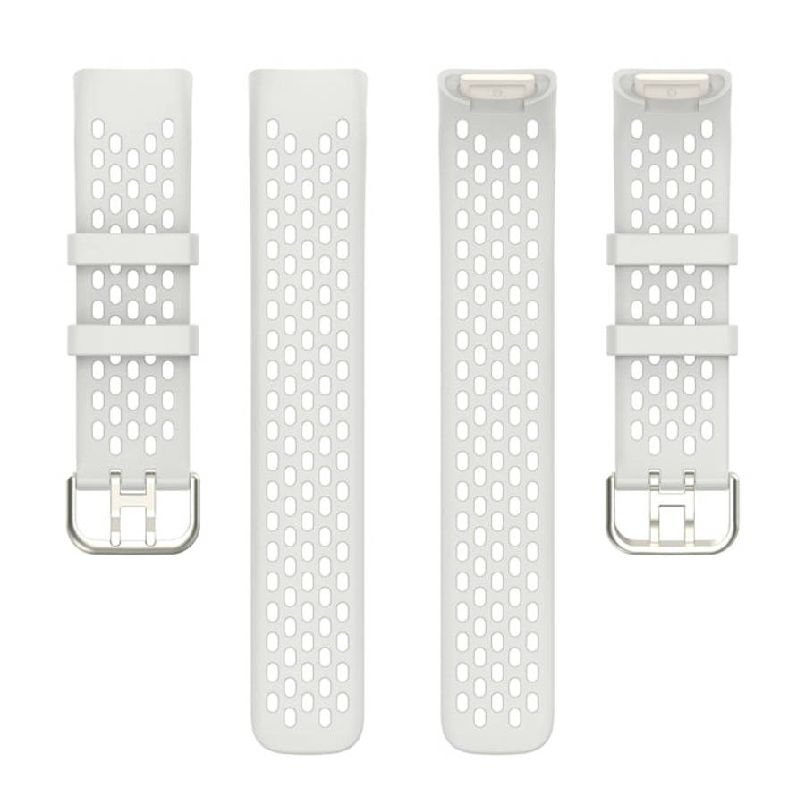 For Fitbit Charge 5 Solid Color Breathable Sports Silicone Watch Band(Starlight Color)