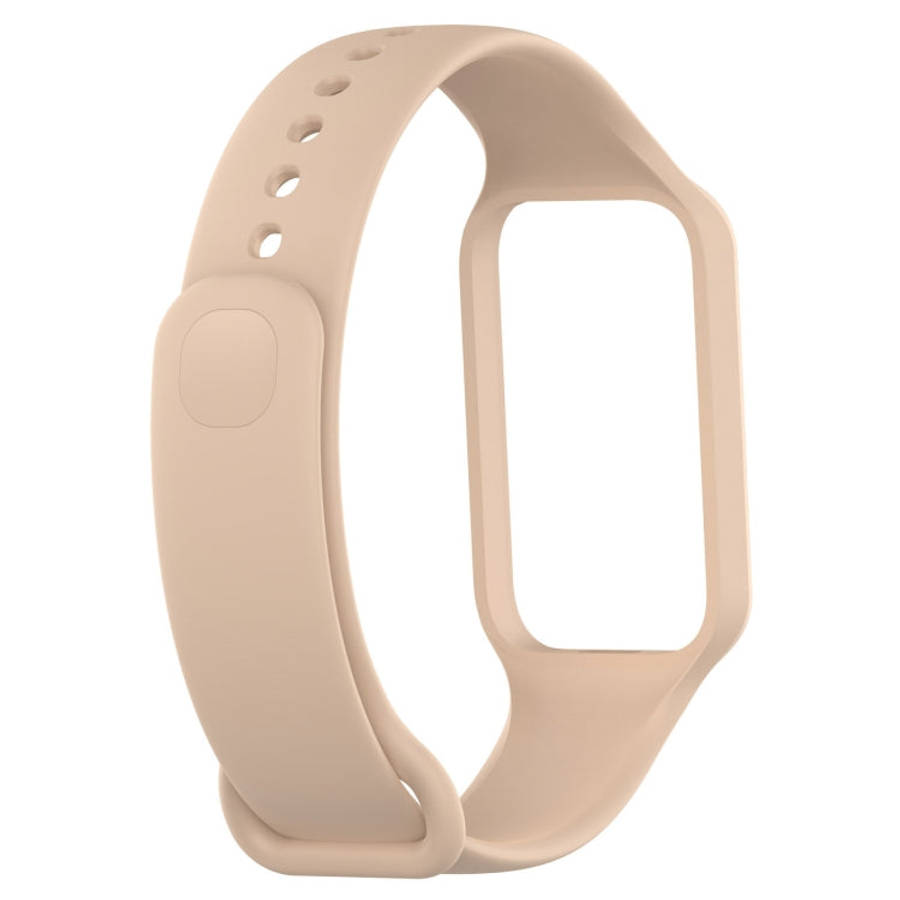 For Xiaomi Mi Band 8 Active Solid Color Integrated Silicone Watch Band(Pink)