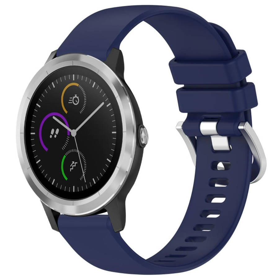For Garmin Vivomove3 / Garminmove3 Liquid Glossy Silver Buckle Silicone Watch Band(Dark Blue)