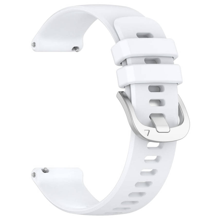 For Amazfit Pop Pro / Pop / Bip U 20mm Liquid Glossy Silver Buckle Silicone Watch Band(White)