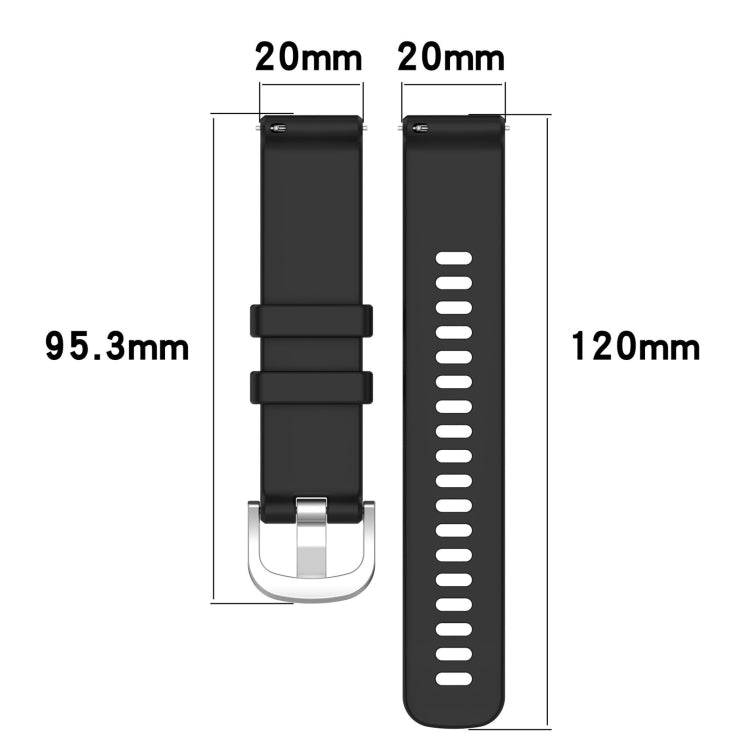 For Amazfit GTS 3 20mm Liquid Glossy Silver Buckle Silicone Watch Band(Black)