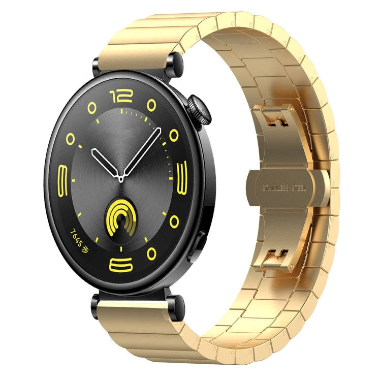For Huawei Watch GT4 41mm One Bead Butterfly Buckle Stainless Steel Metal Watch Band(Gold)