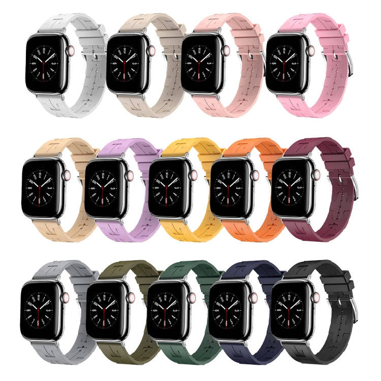 For Apple Watch Series 5 44mm H Texture Soft Silicone Buckle Watch Band(Midnight)