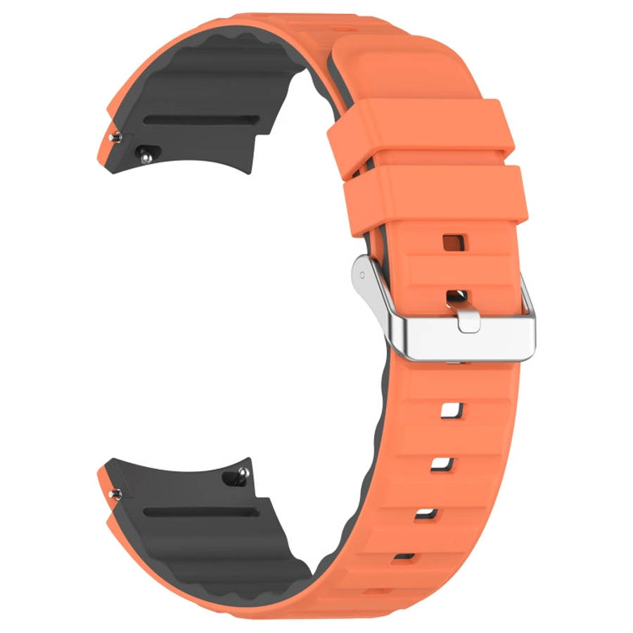 For Samsung Galaxy Watch 6 Classic Two Color Horizontal Silicone Watch Band(Orange Grey)