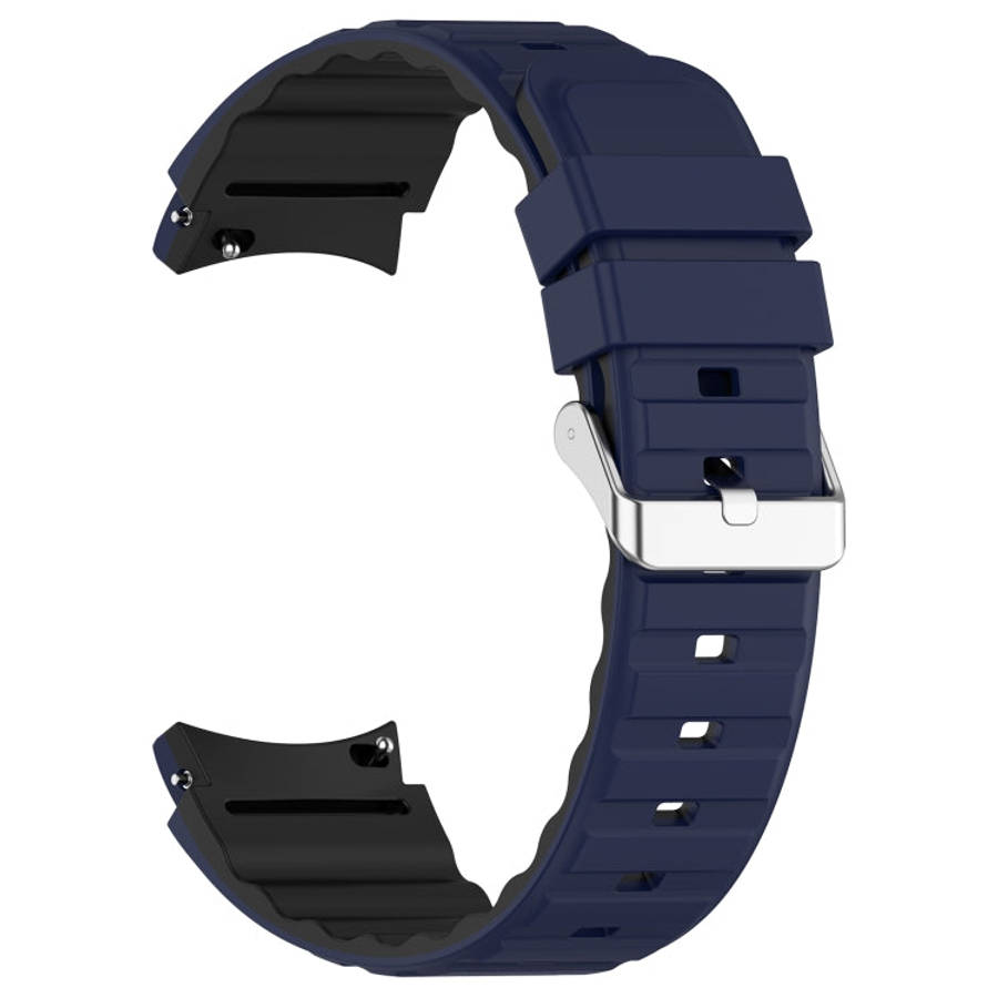 For Samsung Galaxy Watch 6 Classic Two Color Horizontal Silicone Watch Band(Blue Black)