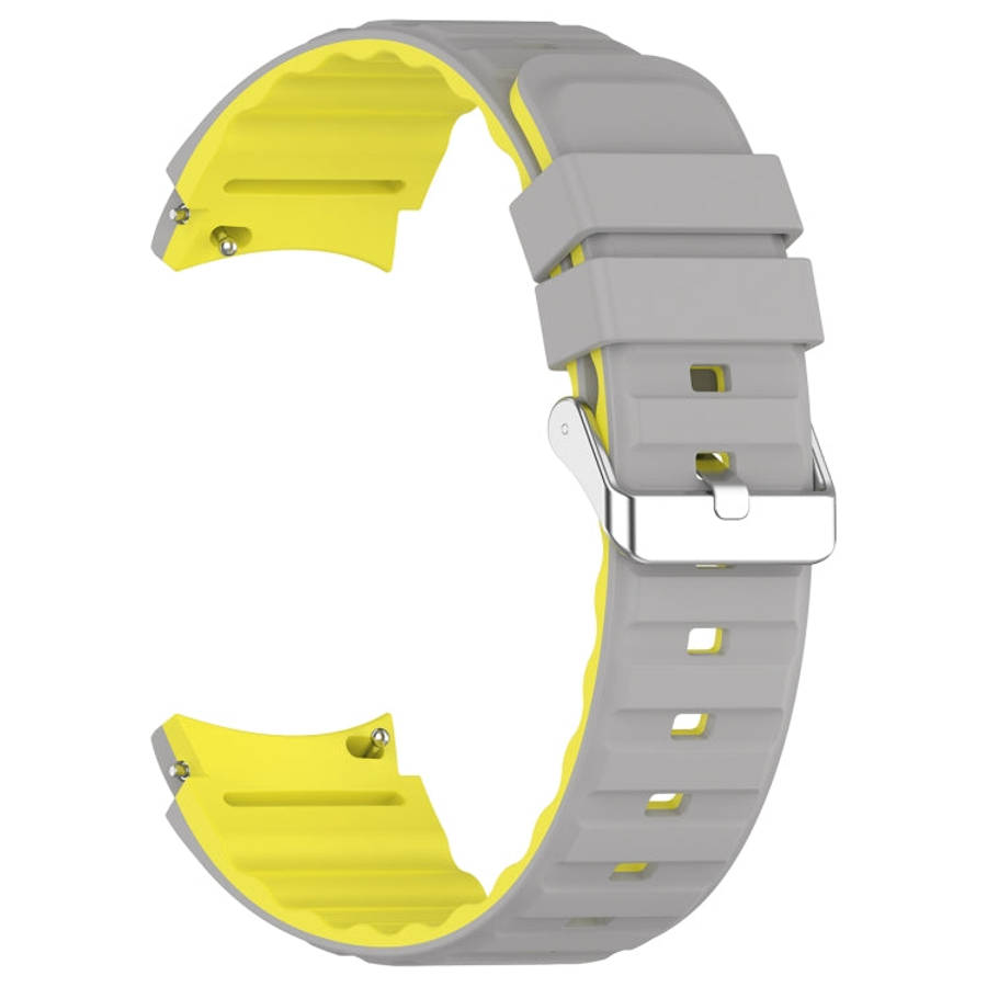 For Samsung Galaxy Watch 6 Two Color Horizontal Silicone Watch Band(Grey Yellow)