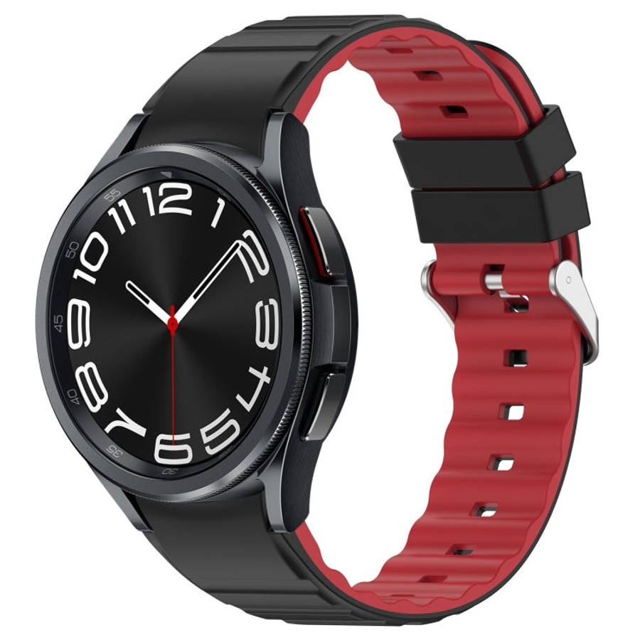 For Samsung Galaxy Watch 6 Two Color Horizontal Silicone Watch Band(Black Red)