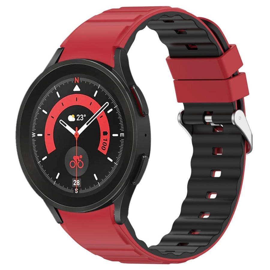 For Samsung Galaxy Watch 5 Two Color Horizontal Silicone Watch Band(Red Black)