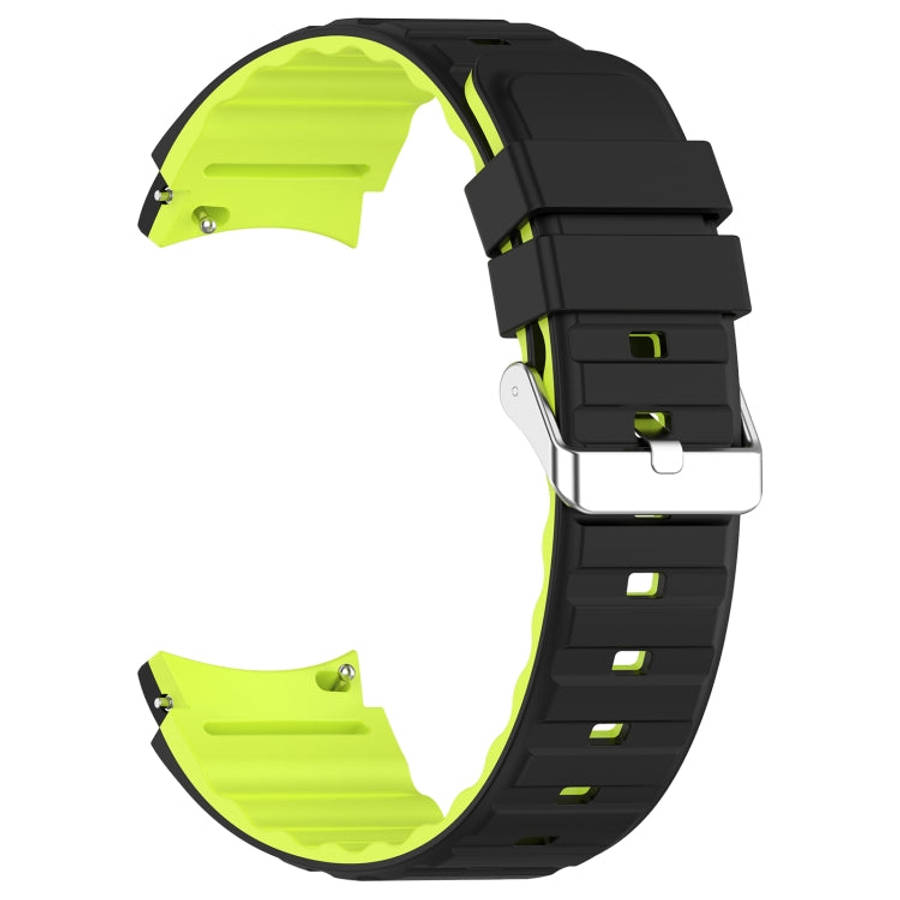 For Samsung Galaxy Watch 5 Pro Two Color Horizontal Silicone Watch Band(Black Green)