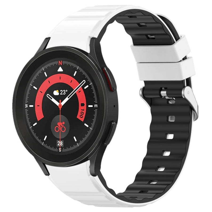 For Samsung Galaxy Watch 5 Pro Two Color Horizontal Silicone Watch Band(White Black)