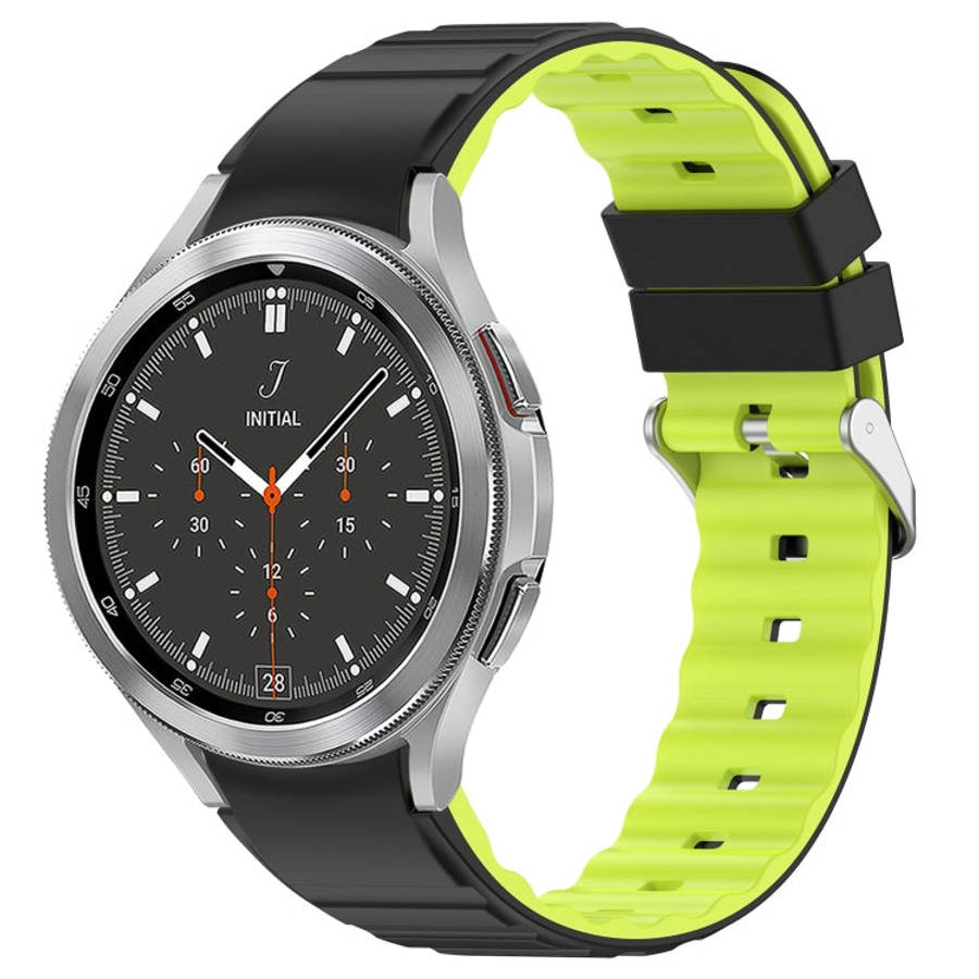 For Samsung Galaxy Watch 4 Two Color Horizontal Silicone Watch Band(Black Green)