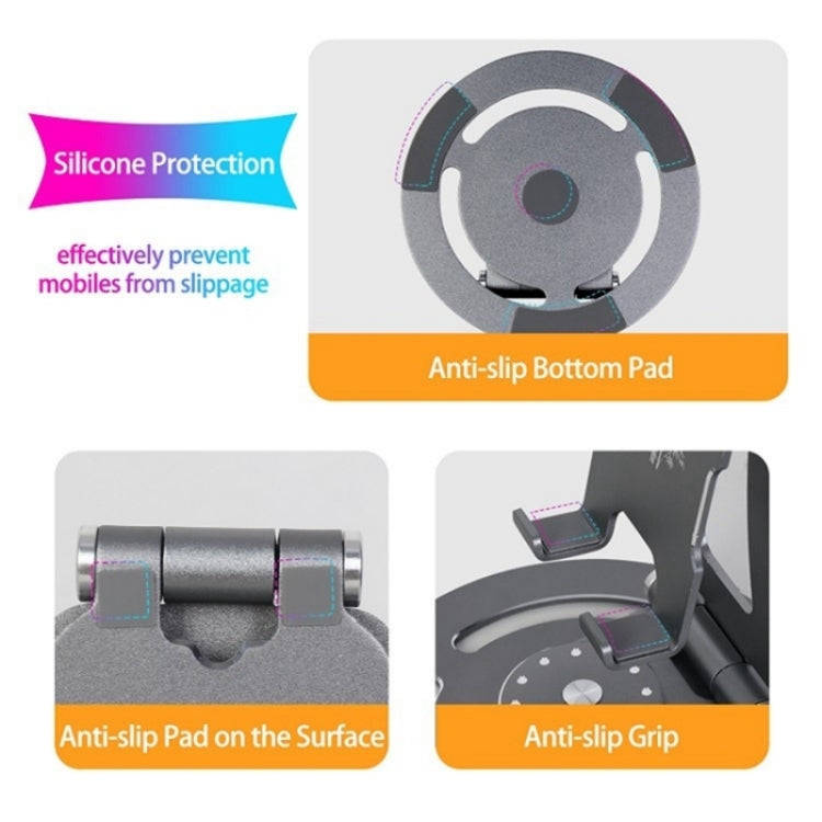 G60 Portable Folding 360-Degree Rotating Desktop Phone Tablet Holder(Grey)