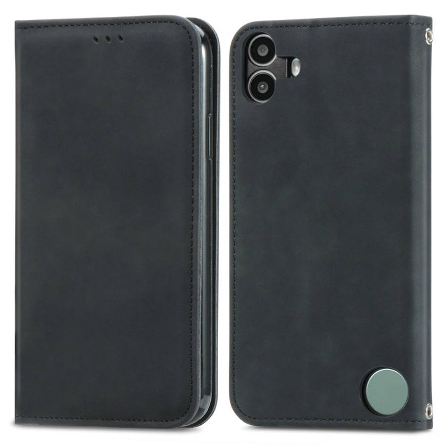 For  Nothing CMF Phone 1 Retro Skin Feel Magnetic Flip Leather Phone Case(Black)