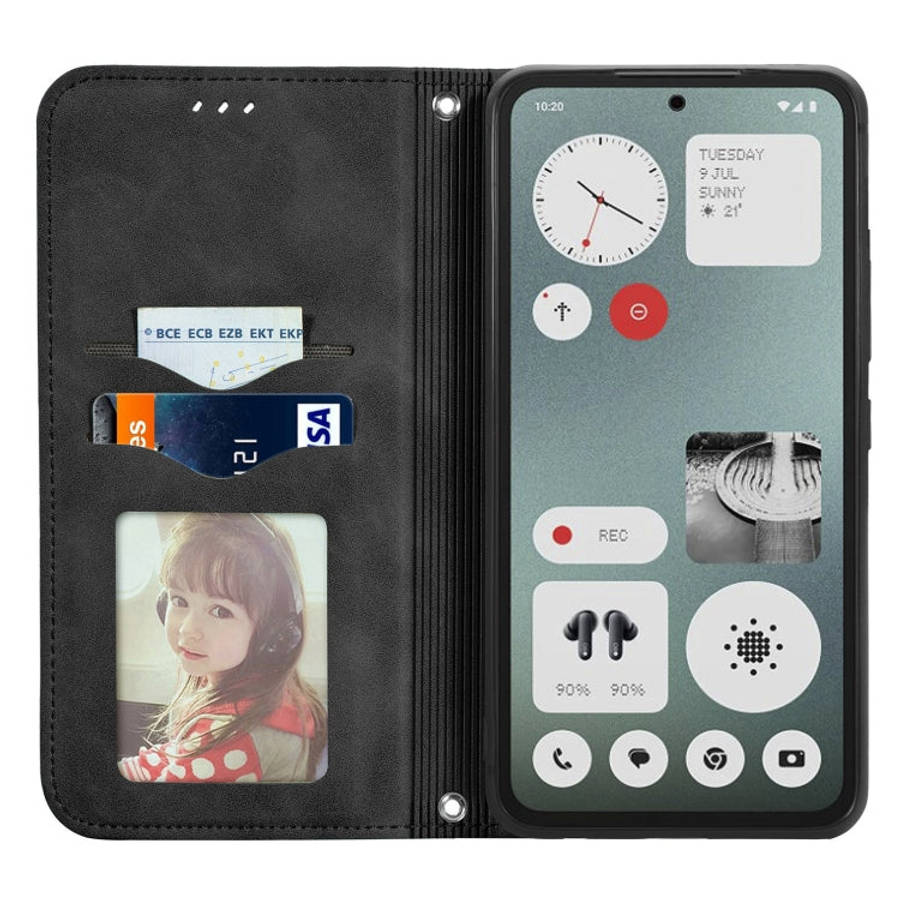 For  Nothing CMF Phone 1 Retro Skin Feel Magnetic Flip Leather Phone Case(Black)