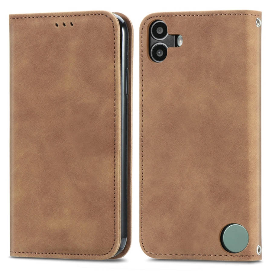 For  Nothing CMF Phone 1 Retro Skin Feel Magnetic Flip Leather Phone Case(Brown)