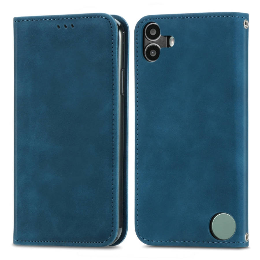 For  Nothing CMF Phone 1 Retro Skin Feel Magnetic Flip Leather Phone Case(Blue)