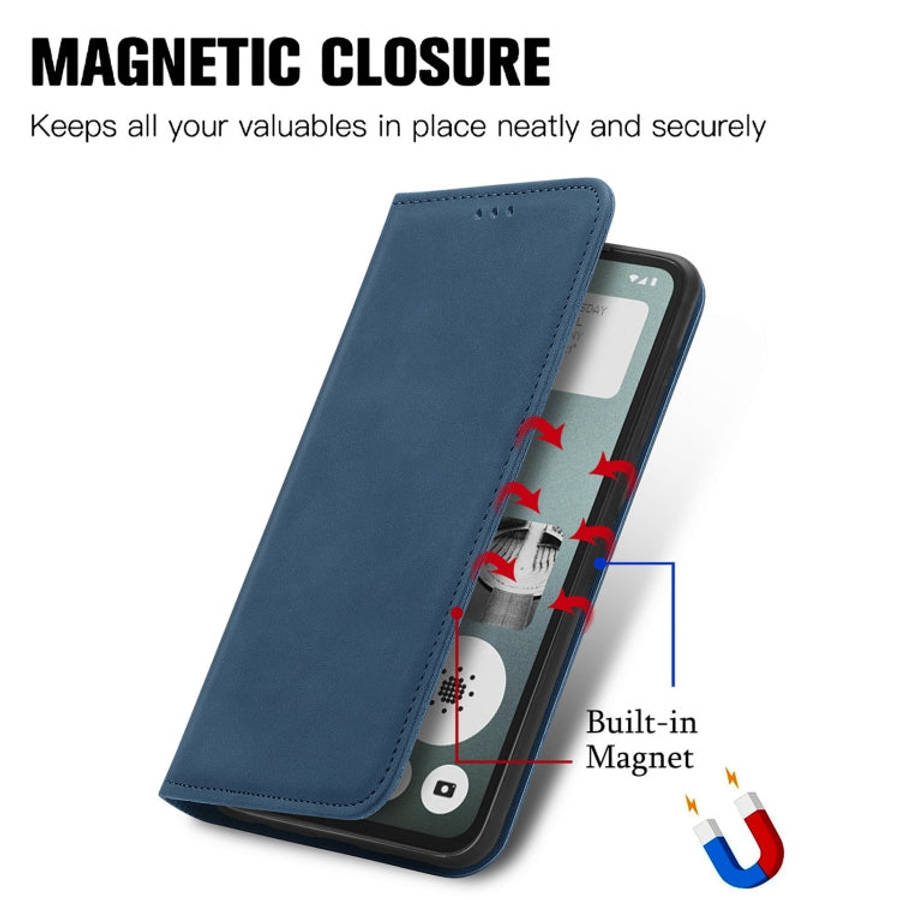 For  Nothing CMF Phone 1 Retro Skin Feel Magnetic Flip Leather Phone Case(Blue)