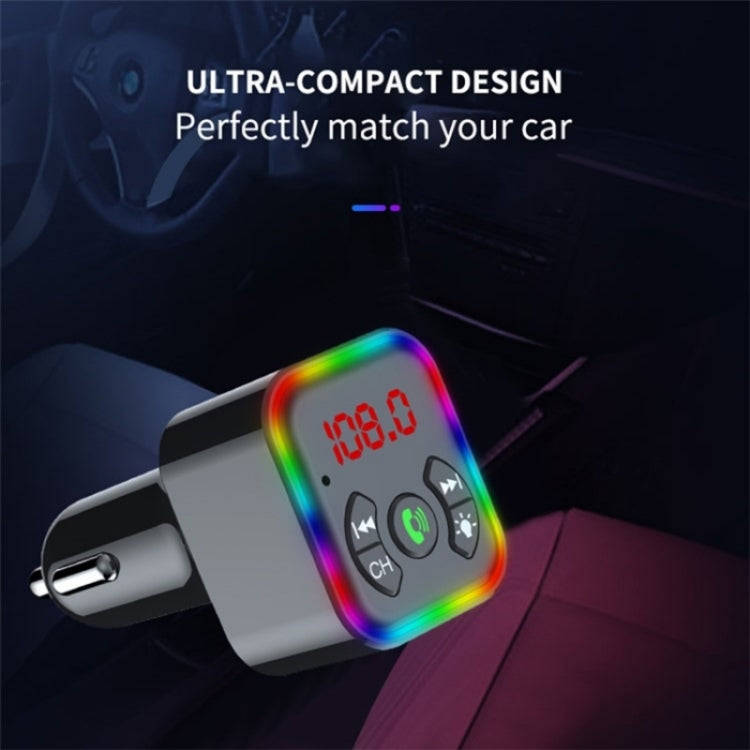 Colorful light Car Hands-free Call Bluetooth Receiver Support U Disk MP3 Player