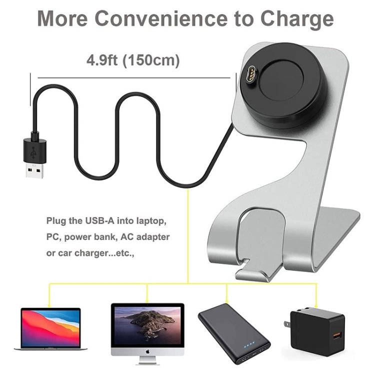 JUNSUNMAY For Garmin Venu 3 / Venu 3S USB Port Aluminum Alloy Watch Charger Holder, Length: 1.5m(...