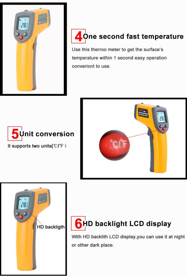 Digital Laser Infrared Temperature Sensor Controller GM320 Handheld Thermometer