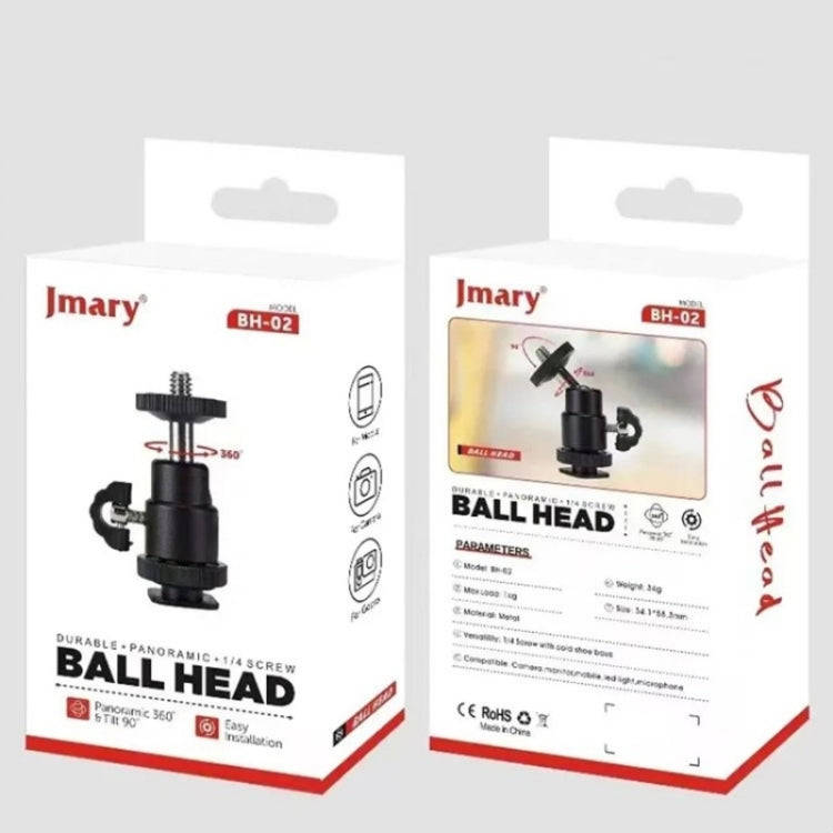 JMARY BH-02 360-Degree Rotating Tripod Ball Head 1/4 Screw Adapter