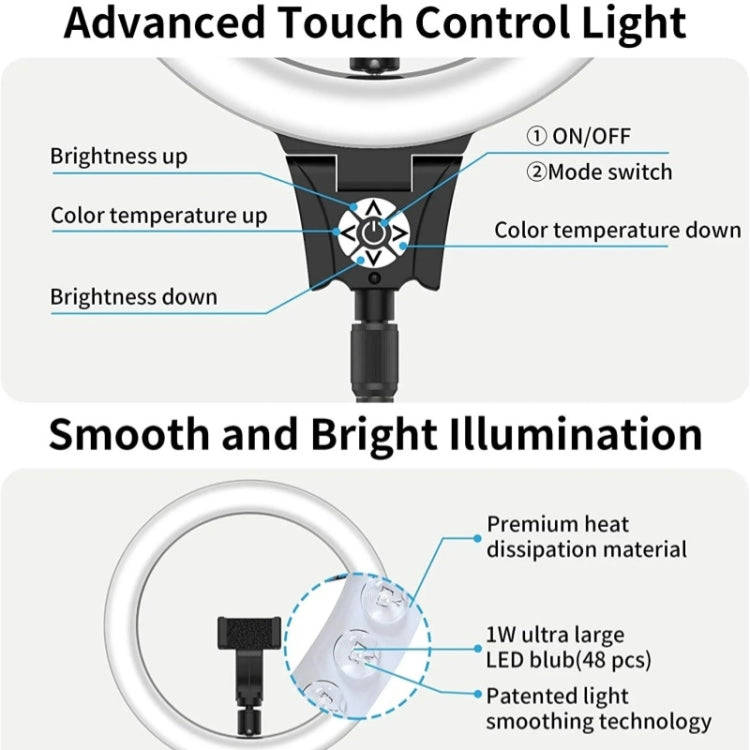 JMARY FM-12R Photography LED Fill Light 12-inch Video Recording Ring Light(US Plug)