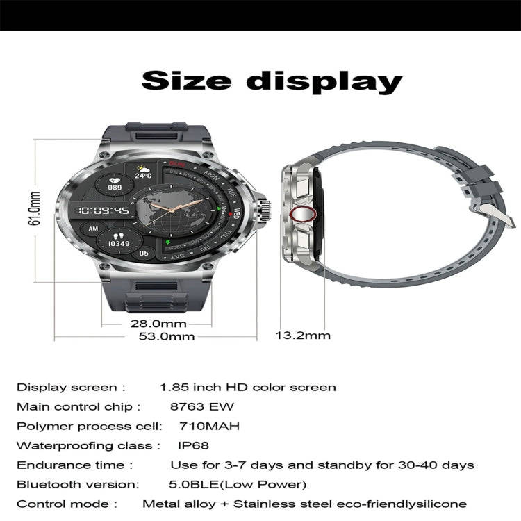V69 1.85 inch Color Screen Smart Watch, Support Bluetooth Call / Heart Rate / Blood Pressure / Bl...