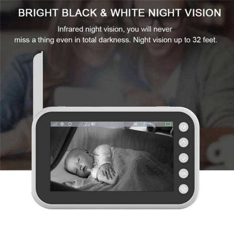 ABM200 Support Two-Way Voice Temperature Display 4.5-inch Video Baby Monitor Music Player(AU Plug)