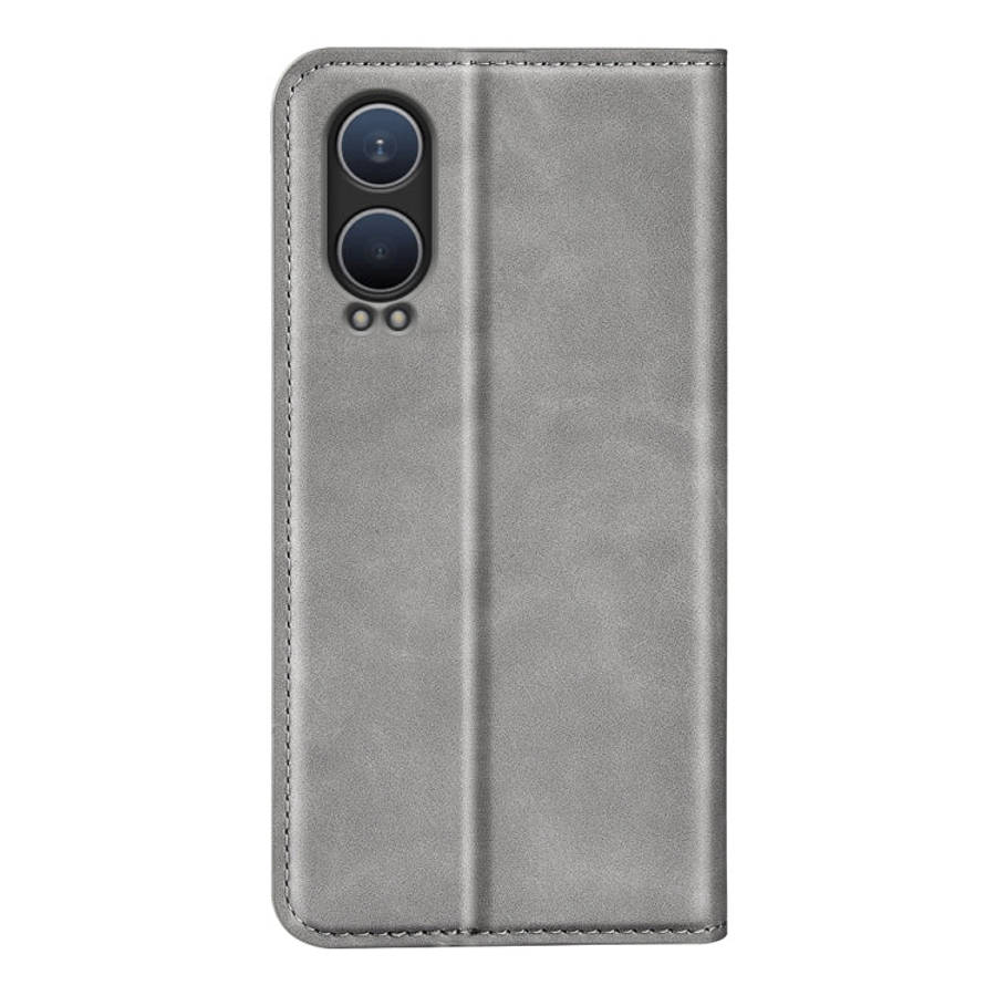 For OnePlus Nord CE4 Lite 5G Retro-skin Magnetic Suction Leather Phone Case(Grey)