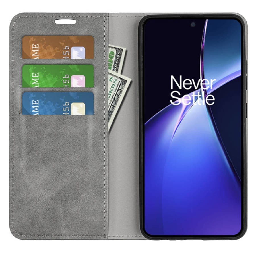 For OnePlus Nord CE4 Lite 5G Retro-skin Magnetic Suction Leather Phone Case(Grey)