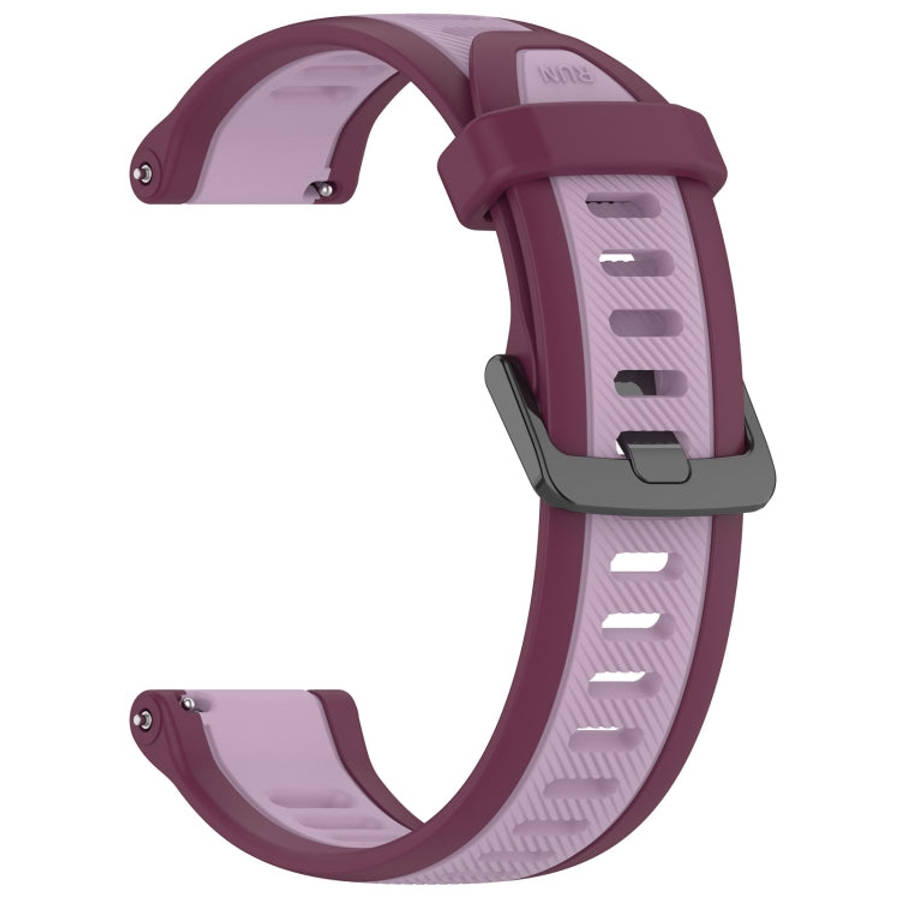 For Garmin Forerunner 255S 18mm Two Color Textured Silicone Watch Band(Purple)