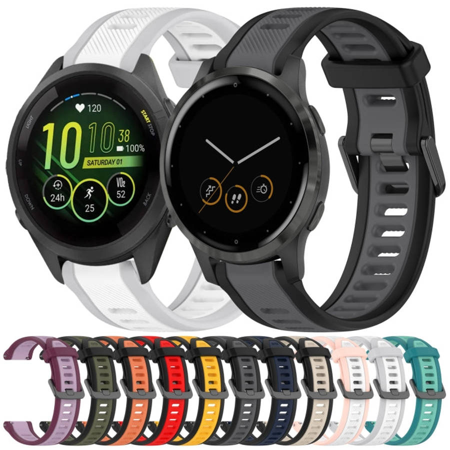 For Garmin Forerunner 265S 18mm Two Color Textured Silicone Watch Band(Purple)