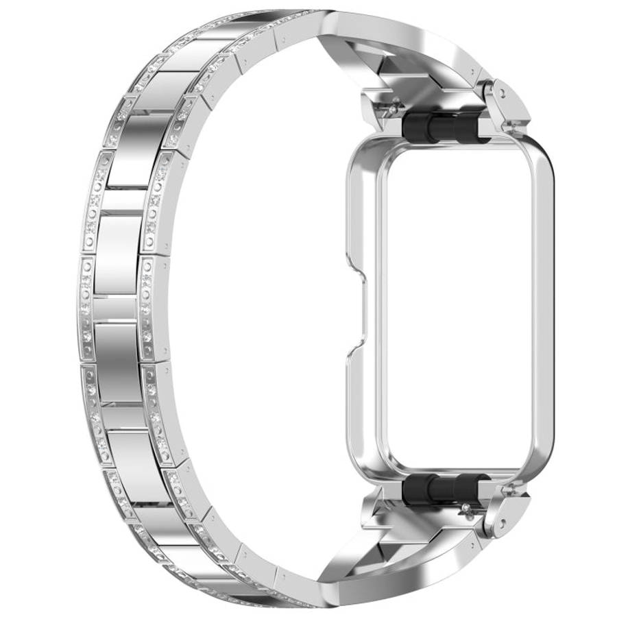 For Samsung Galaxy Fit 3 X Shaped Dual Row Diamond Metal Frame Watch Band(Silver)