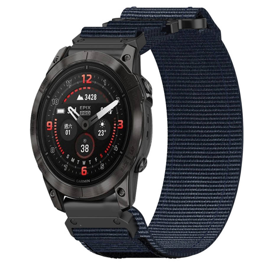For Garmin Epix Pro 47mm 22mm Nylon Hook And Loop Fastener Watch Band(Blue)