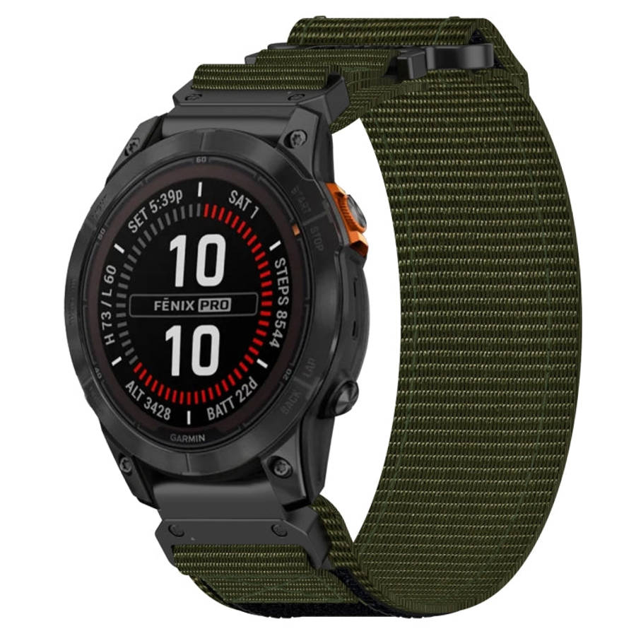 For Garmin Fenix 7S Pro 42mm 20mm Nylon Hook And Loop Fastener Watch Band(Army Green)
