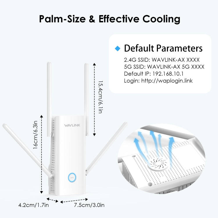 Wavlink WN583AX3 AX3000 Dual Band WiFi Repeater/AP/Router/Mesh Mode WiFi Extender, Plug:UK Plug