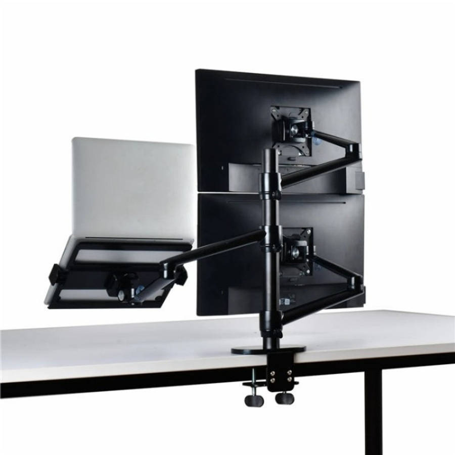 OL-10T Clip-on Desktop Stand Dual Computer Monitor Riser Bracket Laptop Holder