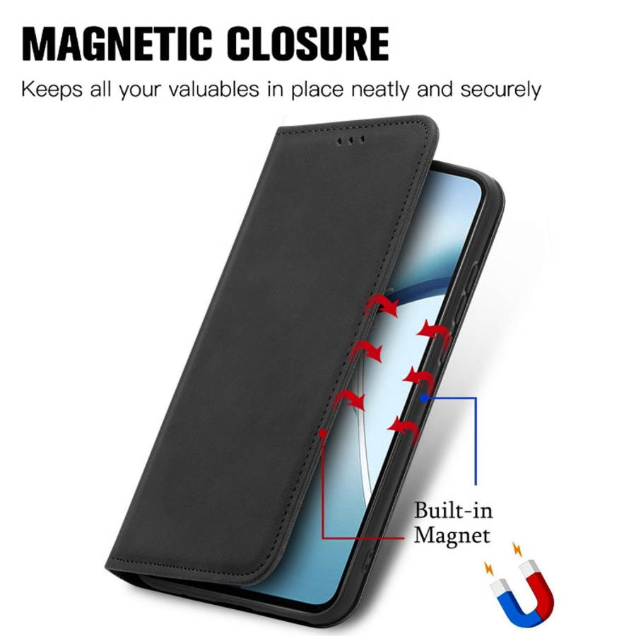 For OnePlus CE 4 Lite Retro Skin Feel Magnetic Flip Leather Phone Case(Black)