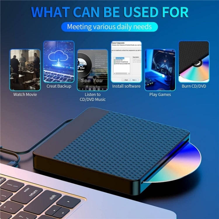 X001 USB 3.0+Type-C Disc Player External Optical Drive CD / DVD Burner Reader