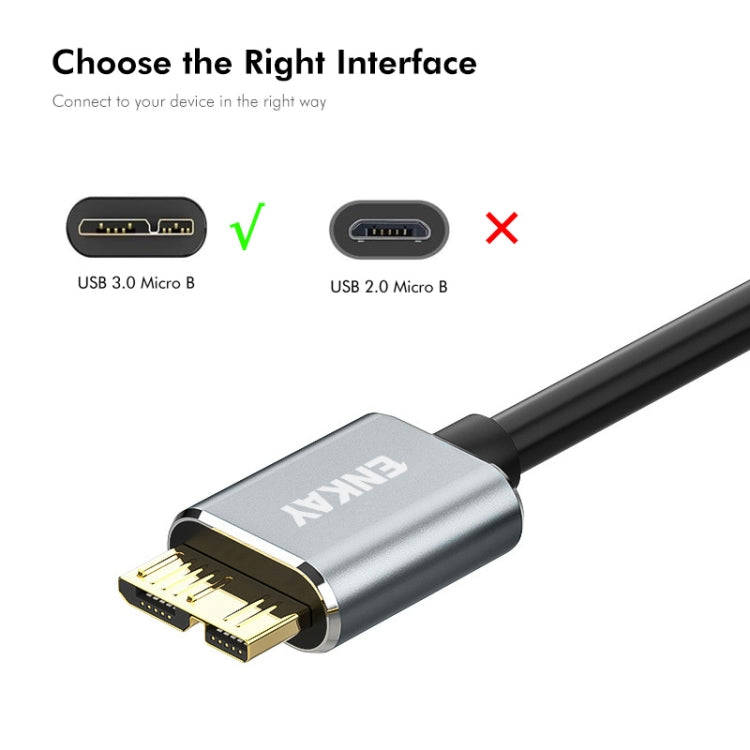 ENKAY USB 3.0 A to USB 3.0 Micro B 5Gbps Data Camera Hard Drive Cable, Length:1.5m